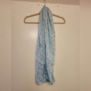 Talbots Light Blue Flamingo Circle Scarf